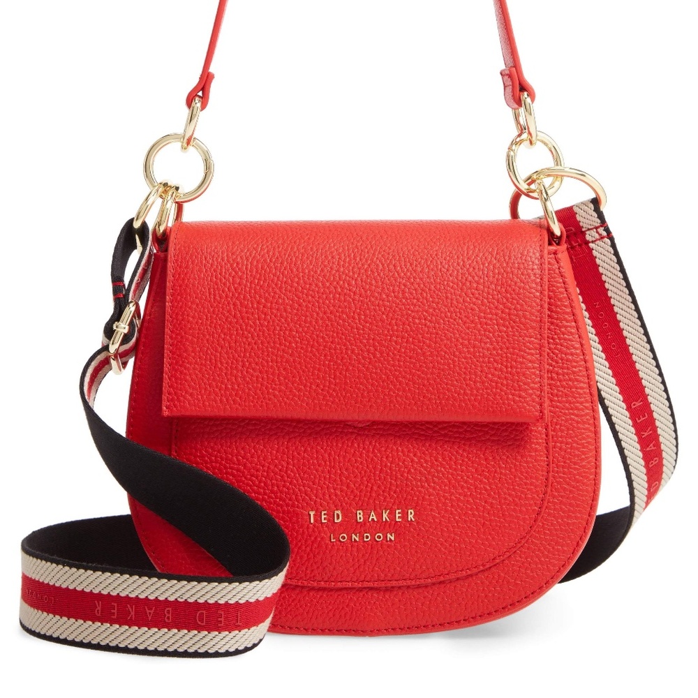 TED BAKER AMALI Leather round cross body bag RED